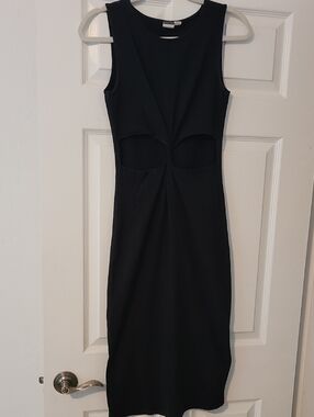 Roxy Black Sleeveless Cutout Midi Dress